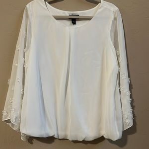 White flowy long sleeve top